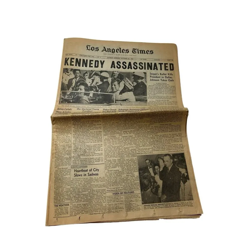KENNEDY ASSASSINATED 11/23/1963 Original L.A.Times Newspaper Cover